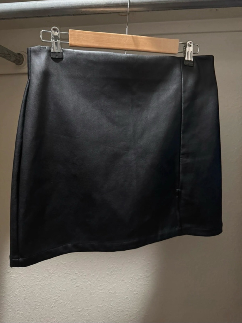 Amazing Lace Black Faux Leather Mini Skirt